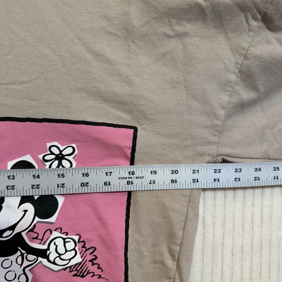 Disney Mickey & Minnie Mouse XXL Beige Pink Cropped Sweatshirt Pullover - Picture 5 of 14